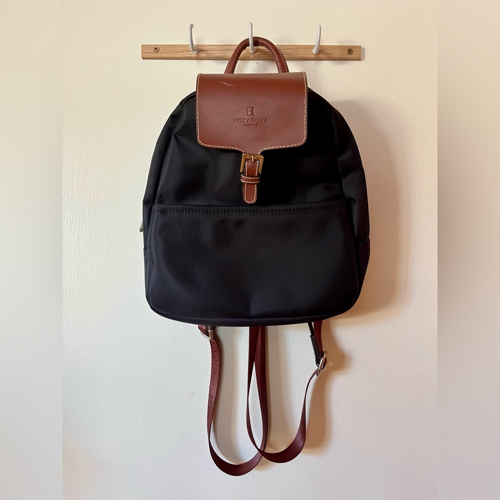 Hexagona Small Black and Brown Backpack